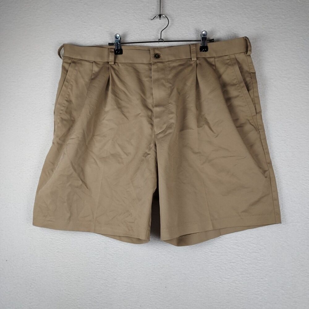 Nordstrom Smartcare Pleated Shorts Mens 40W Khaki Wrinkle Free Casual